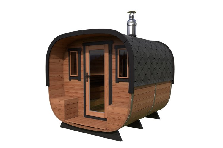 Plongez dans un oasis de bien être avec notre sauna tonneau moderne en bois !